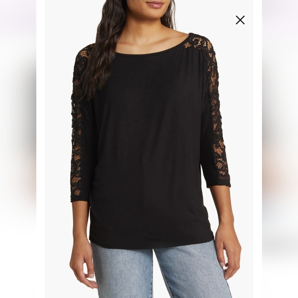 Ambiance Black Top with Lace Details